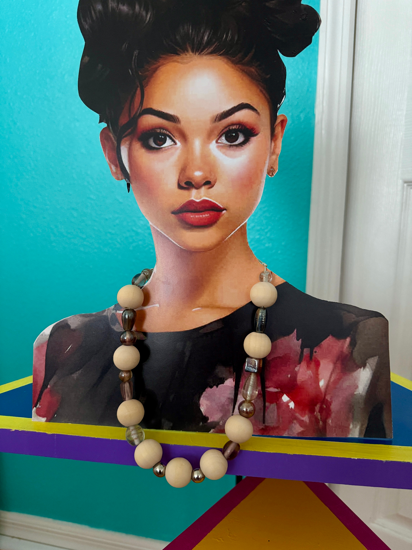 Artsy Jewelry necklace on display